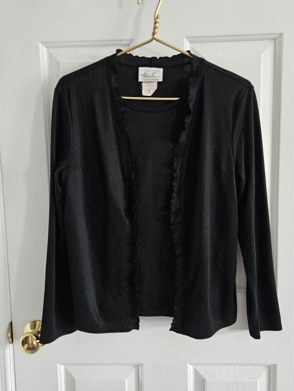 Vintage Kathie Lee Collection Cardigan And Tank Shell Duet One Piece Top- Black